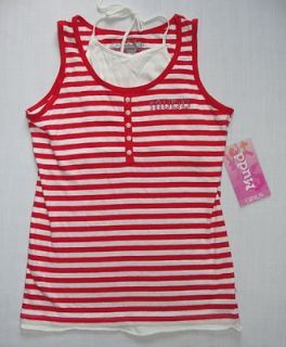 MUDD Girls Size XL, (16), Red and White Striped Tank Top, Shirt, NEW