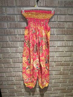   NWOT Rayon Smock Waist Wide Leg Ethnic Colorful Parachute Pants OS