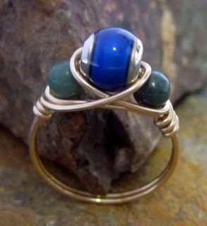Mood Stone Ring with Jade   14KT Gold Filled   All Sizes Available