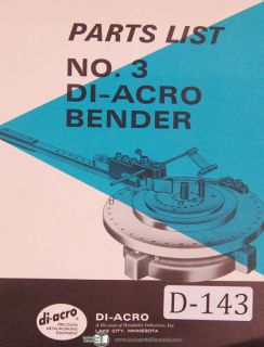 diacro parts list no 3 bender manual one day shipping