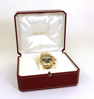 CARTIER PASHA CHRONOGRAPH 18K SOLID GOLD MENS WRIST WATCH WITH BOX 