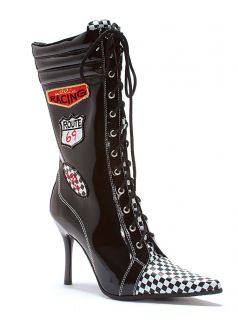 Black White Check NASCAR Car Racing Sneaker Costume Boots Womans size 