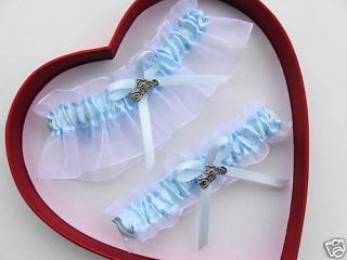 wedding garter set light blue white harley motorcycle time left