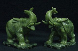 pair of real jade elephants f1186  left