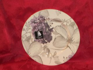 ANDREW TANNER /STAFFORD FLORAL CLEMATIS LAVENDER PURPLE DINNER PLATES 