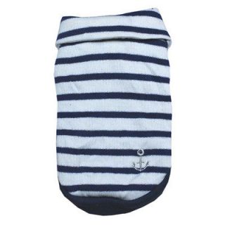 953 S~M Blue Striped Shirt w Anchor Embrodery Sweatshirts/Dog Clothes