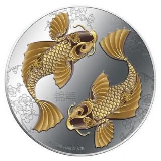 2012 Feng Shui Koi Coin NZ Mint 99.9% Silver FREE SHIP *AUTHORIZ​ED 