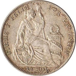 1935 peru 1 2 sol large silver coin liberty km