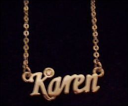 Personalized Name Necklace Gold or Silver Tone w stone KAREN KAYLA or 