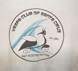 Vespa Club of Santa Cruz Ca. Any Scooter Any Time T Shirt Sz L Rare 
