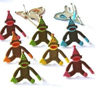 Birthday Sock Monkeys Brads Package of 12 Toy Children Party