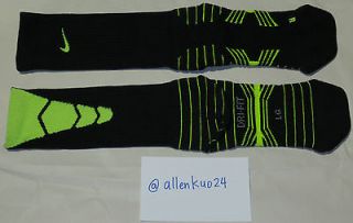 nike volt black elite vapor football socks new large 8 12