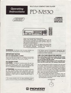 pioneer pd m530 cd player owners manual 1990 time left