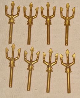 LEGO LOT OF 8 GOLD TRIDENT SPEARS WEAPONS UNDER WATER PIECES PARTS