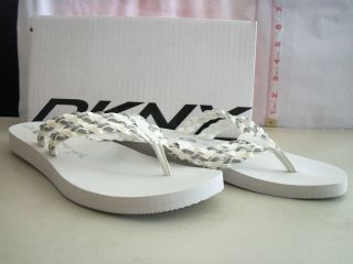 DKNY New Womens Lilliana Braided Paper White Thong Sandals 8 M Shoes