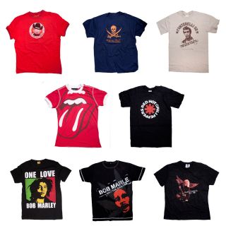Music/Film/TV inspired t shirts in a variety of designs & sizes