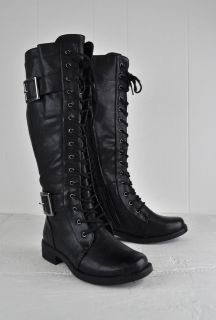   Moto 19 Women Army Knee high Military Motorcycle Riding Black Boots