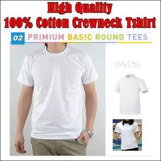 White Plain Solid Short Sleeve CrewNeck Pure Cotton TShirts Basic 