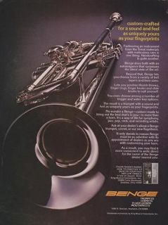1978 benge custom crafted trumpet print ad 