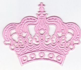 Pink Royal Crown Embroidered Iron On Patch Sewing Jacket Craft 