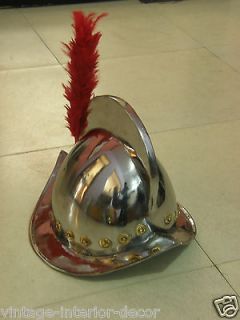 Spanish Adult Size Comb Morion Steel Accent Helmet With Red Plume