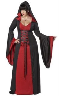 brand new plus size deluxe hooded robe halloween costume black