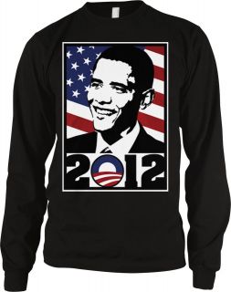 Barack Obama Portrait American Flag 2012 Presidential Election Mens 