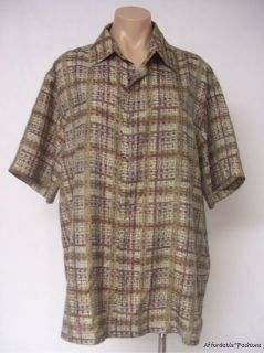 murano mens large 100 % silk button down shirt top