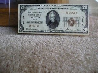 1929 $20 Houston Texas TX old bank Good color quality LOOK