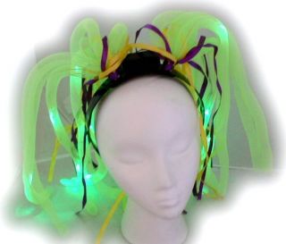 New Light Up LED Noodle Hair & Headband Flashimg Dreads Fancy Party 