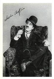 charlie chaplin and printed autograph modern postcard from canada time