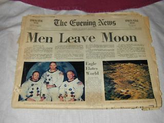 VINTAGE The Evening News July 1969 NJ Men Leave on the Moon Newspaper 