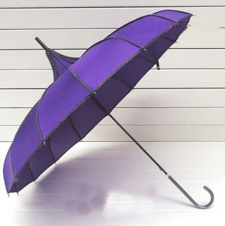 New hot Purple Pagoda Parasol wind proof umbrella, black angular Cake