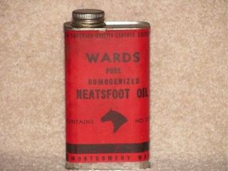 VINTAGE WARDS PURE NEATSFOOT OIL CAN/CONTAINER   RARE   EXCELLENT 