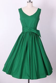 50s Audrey Hepburn Style Little Green Dress Size M Pinup Vintage 