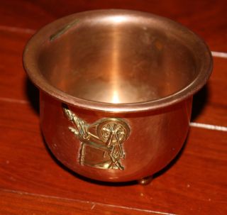 copper pot brass spinning wheel accent bowl  