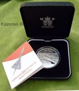 2003 Solid Silver Proof Royal Mint $25 Solomon Islands Concorde Coin 