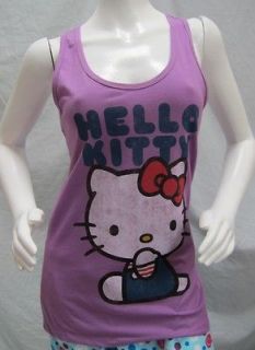 NWT Womens juniors tank top Hello Kitty purple S M L XL vintage look 