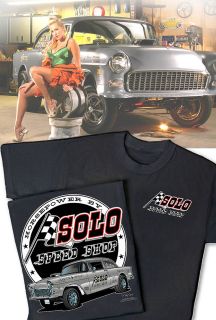 SOLO Speed Shop 1955 Chevy Gasser T Shirt   Vintage Chevrolet Lions 