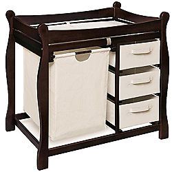 Badger Basket 02405 Espresso Sleigh Style Changing Table with Hamper 