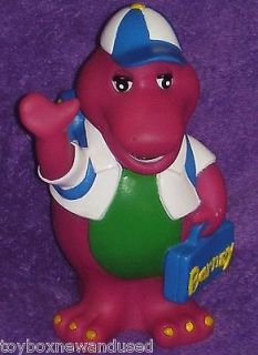 Barney The Dinosaur Piggy Coin Bank Figure Ready For School 7 1/2 