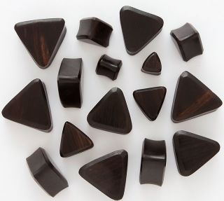 Black Areng Wood Triangle Plugs Pair to 1 Pick Your Size