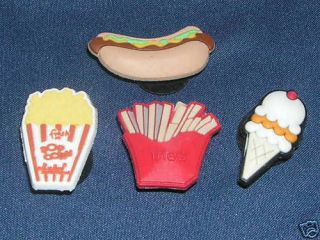 4pc lot fast food popcorn hotdog fries cone shoe charms