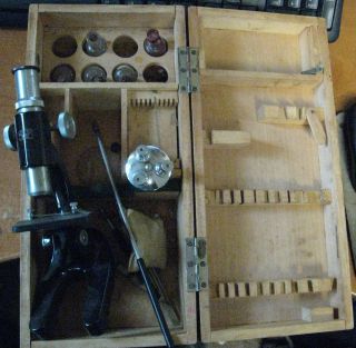 Vintage Orient S.O.C. Microscope Kit w/ Wooden Case Incomplete Parts 