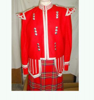 IPC  Piper or drummer Doublet Red, fancy collar & epaulets With Silver 
