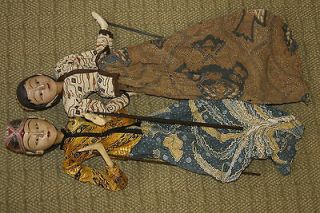   Old Vintage Java Theater Wayang Golek Wood Puppet Doll Batik Clothes