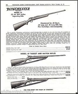   WINCHESTER Model 69 .22 Bolt Action Repeating Target & Match RIFLE AD