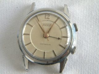 VINTAGE TISSOT SONOROUS 2 CROWNS STAINLESS STEEL MECHANICAL ALARM 