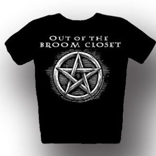 out of the broom closet wiccan pentacle tee shirt more