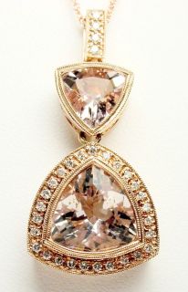 New Original 14kt. Rose Gold Fancy Necklace Morganite Diamonds By 